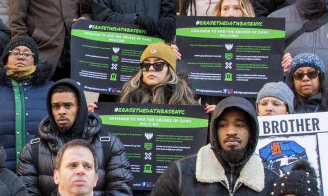 New Yorkers protesting the gang the NYPD gang database