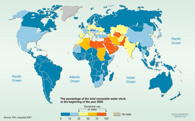 A map showing Pakistan’s water stress levels from 2007.A map showing Pakistan’s water stress levels from 2007.