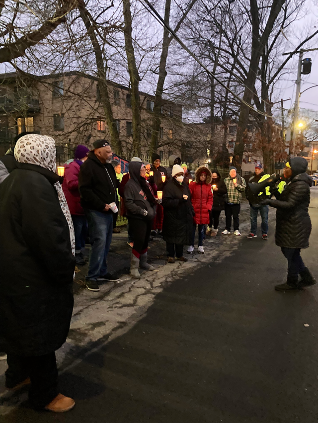 Fairlawn tenants gathered at a vigil in 2023.