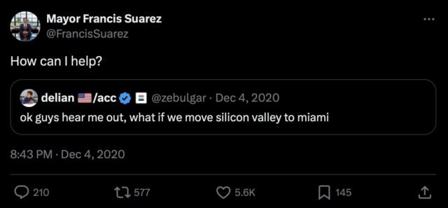 Source: Mayor Suarez’s X account.