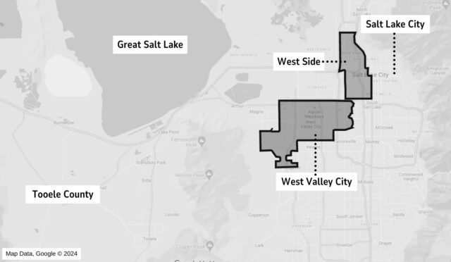 A map of the Salt Lake City region. 