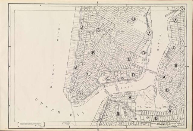 Map displaying zoning designations for a variety of areas in New York City