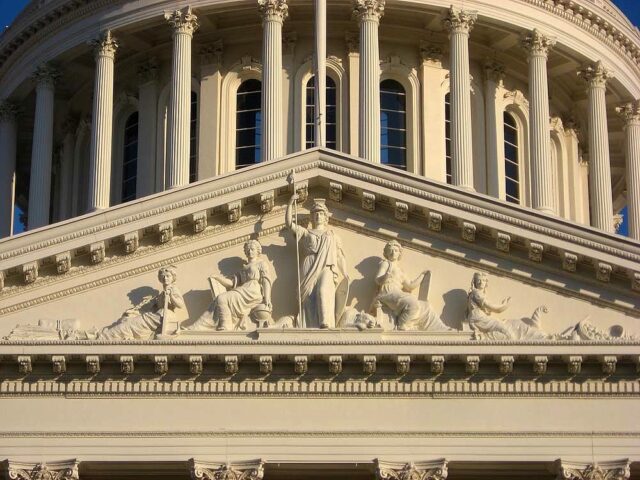 Pediment of the California state capitol building in Sacramento. California currently has the most protective state privacy laws in the U.S.